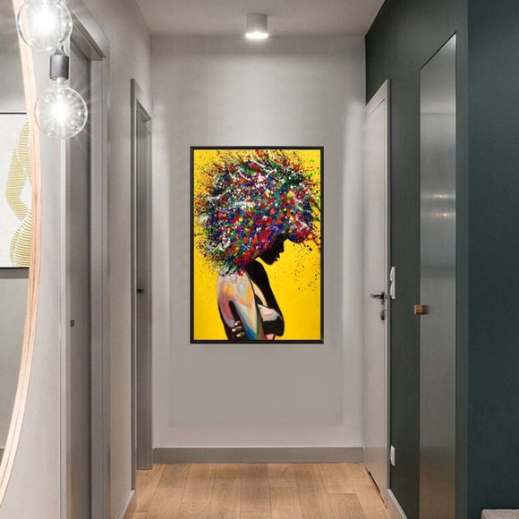 Elegance in Hues: Girl Portrait Oil Wall Art,  Vintage Glamour - Picture 4 of 7